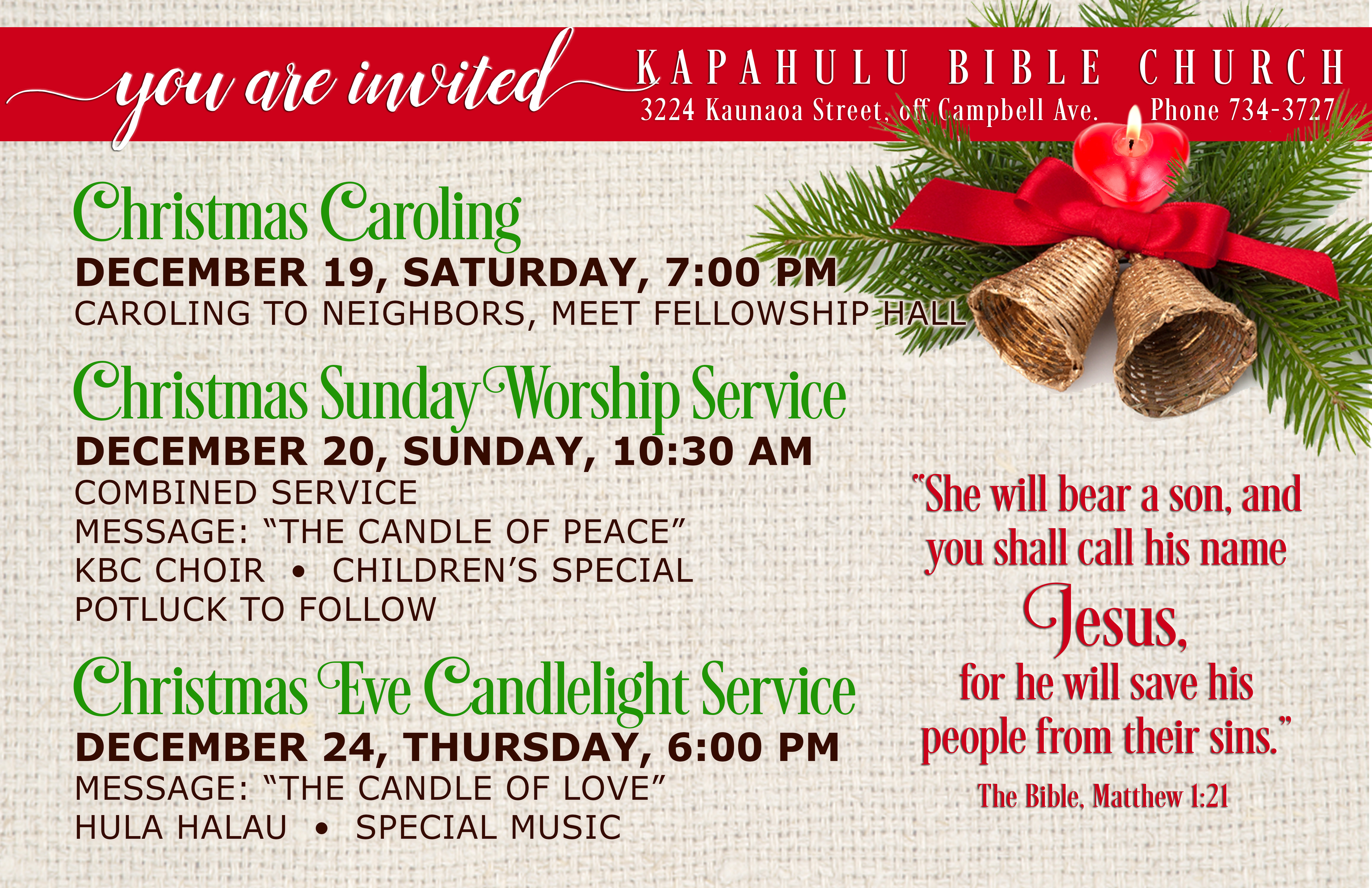 Kapahulu Bible Church Events