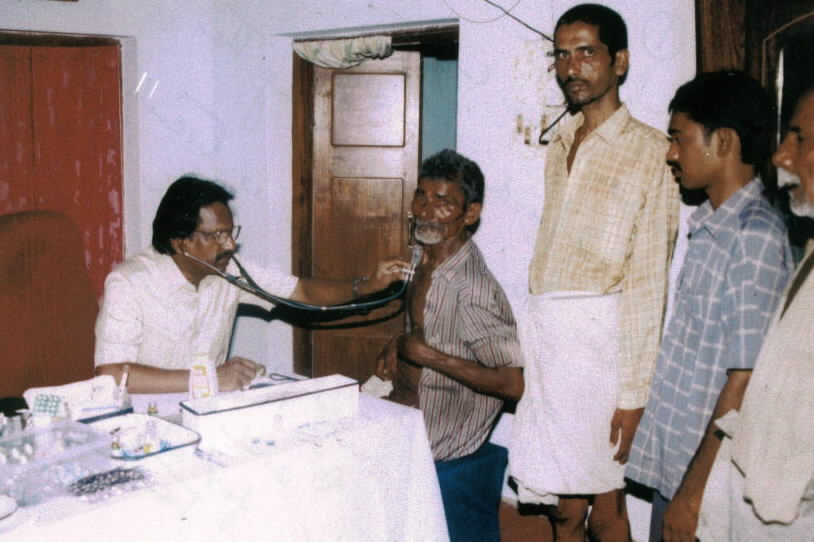 People receiving medical treatment through the Brethren Mission